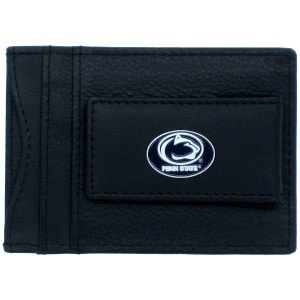 money clip & card holder black leather with Penn State and Athletic Logo emblem